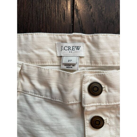J. Crew Women's Wide Leg Cropped White Jeans Button Fly Size 27 Boho - Picture 3 of 7